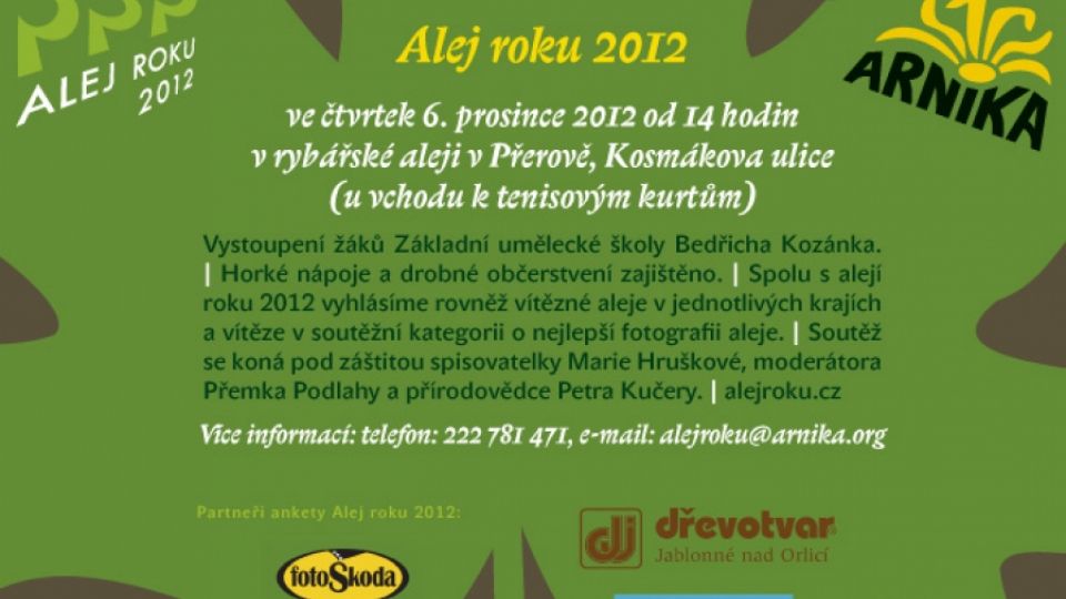 Vyhlášení vítězů soutěžní ankety &quot;Alej roku 2012&quot;