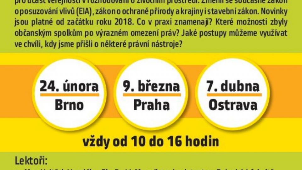 Semináře: Práva občanů po novele stavebního zákona. Jak se změnila účast ve správních řízeních?