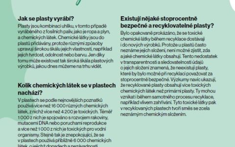 Factsheet Plasty, recyklace, toxické látky a zdraví